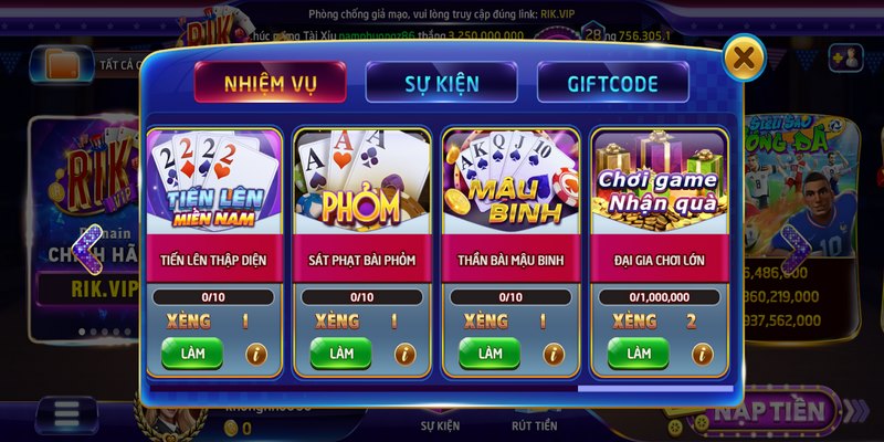Thể thao Rikvip sở hữu kho tàng game chơi phong phú